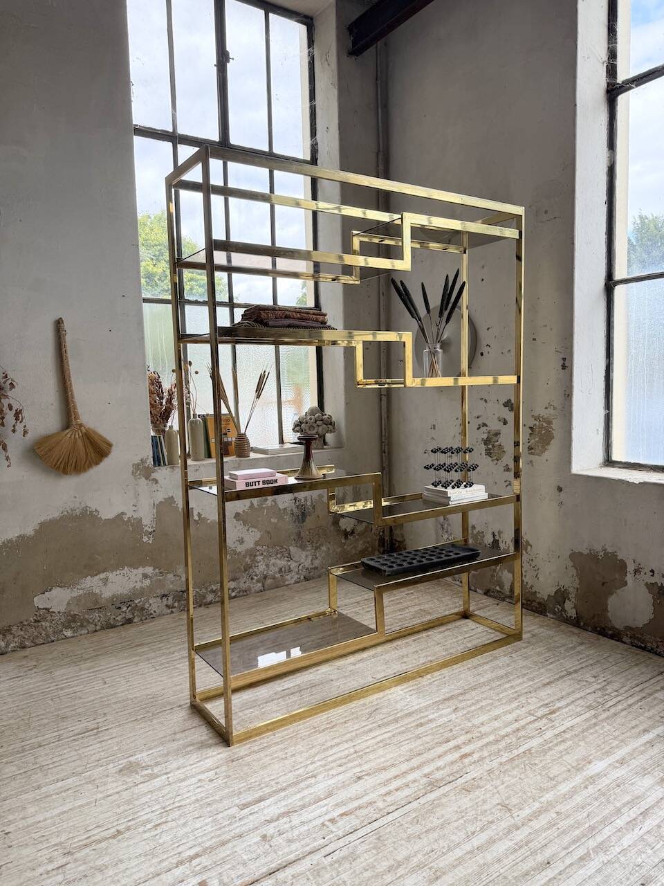 Brass shelf 1970 Belgo Chrom regency