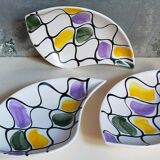 Three vintage free-form ceramic ravine dishes from the 1950s