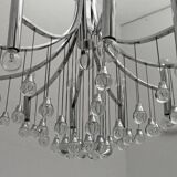 Mid-Century Modern Italian Chrome and Glass Chandelier, 1970