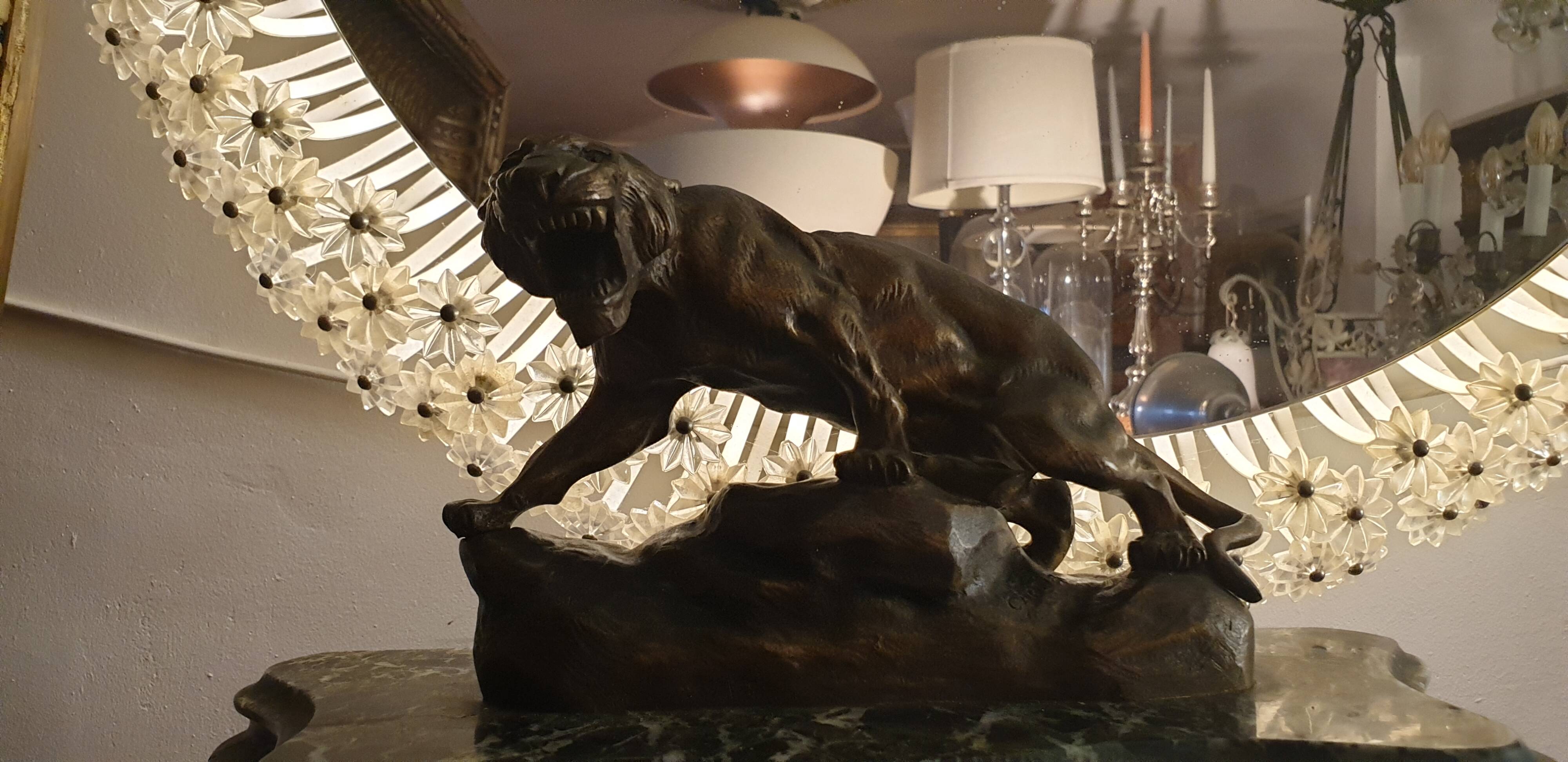 20th century bronze portico and cage clock signed cartier