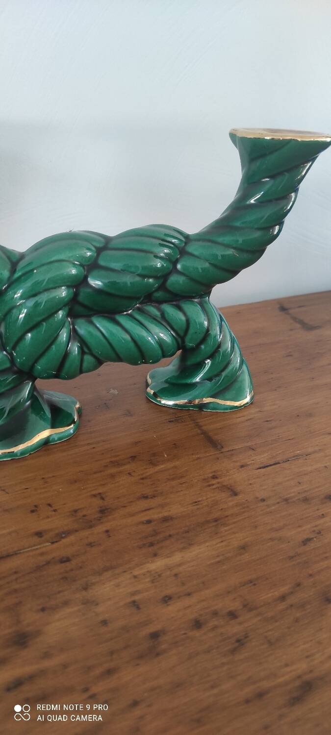 Two art deco ceramic candlesticks