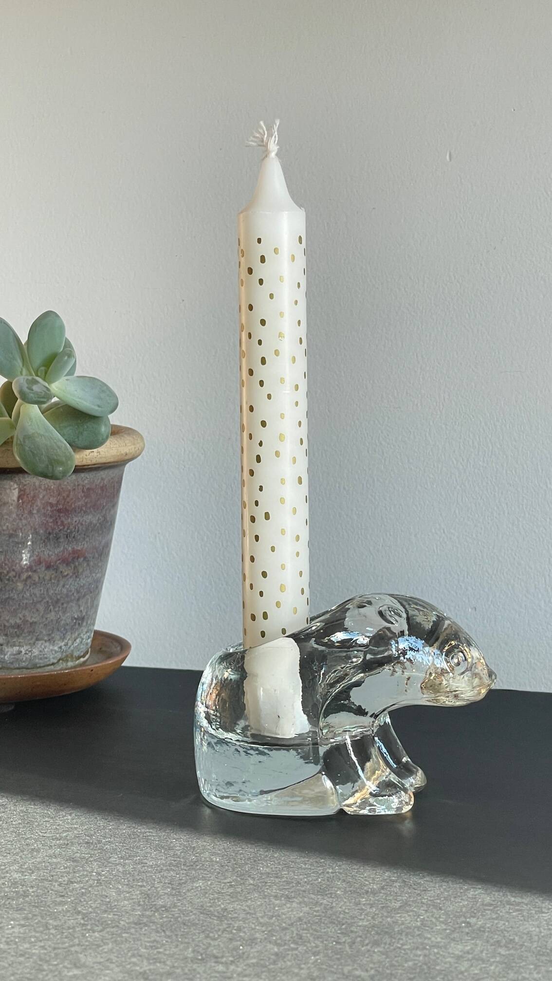 Semi-crystal candle holder Polar BEAR Shape Vintage
