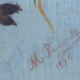 Jetty of field flowers and bee signed 1895