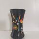 Black vase with tiger lily decoration in polychrome enamels, Longwy, Louis Valenti