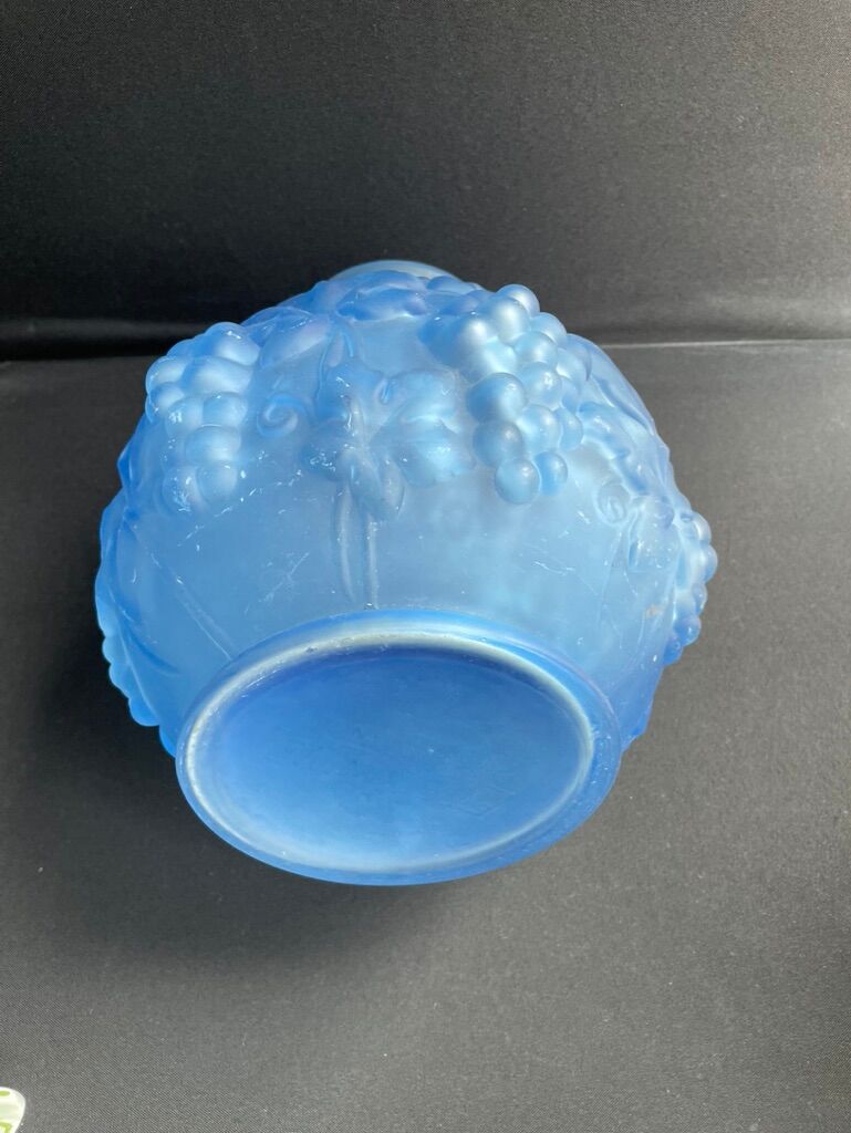 Blue Art Deco vase signed Etaleune Paris France