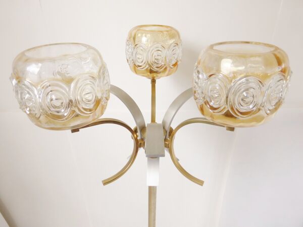 Lampadaire acier et verre 1970 vintage design 70's funky retro pop space age seventies floor lamp