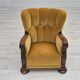 Fauteuil relax danois des années 60, revêtement en velours jaune honning, bois de chêne.