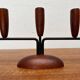 Teak candlestick in mid-century Danish string style, 1960s.
