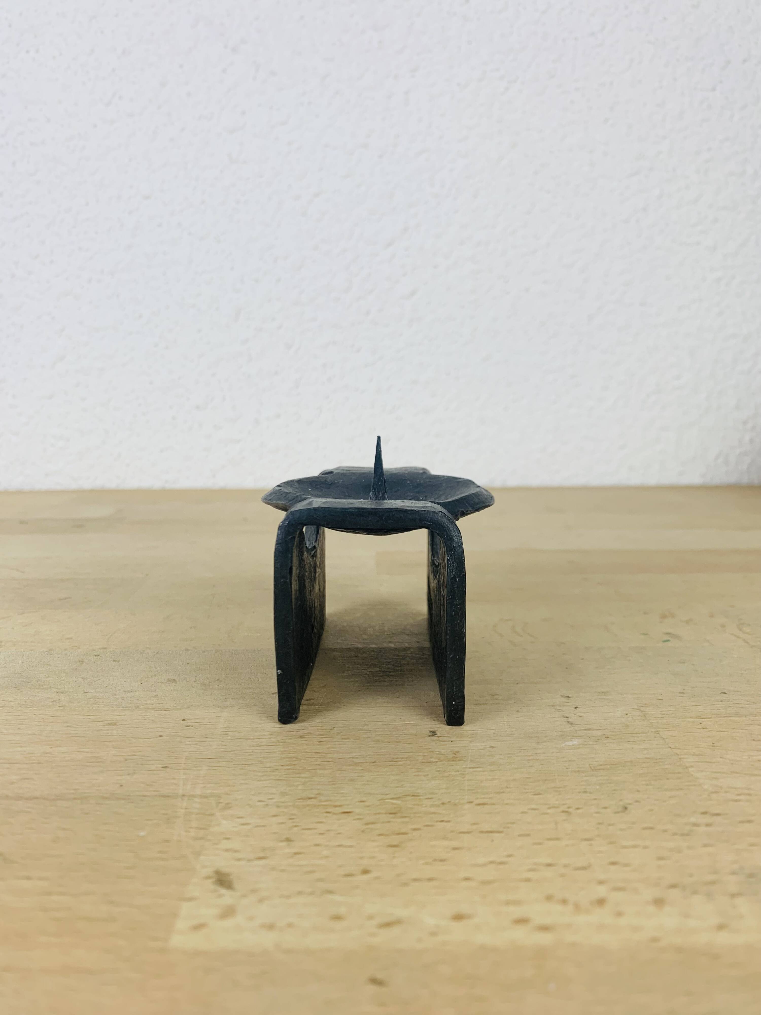 Vintage wrought iron brutalist candle holder