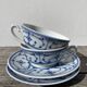 Pair of signed blue porcelain cups