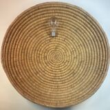 grande corbeille ancienne tissée type jonc ou osier - Diamètre 55 cm