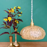 Vintage Art Deco glass pendant light in yellow from Clichy.