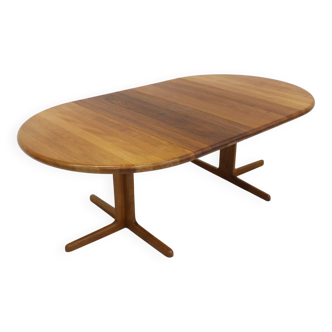 Vintage Danish round extendable dining table solid teak 1960s