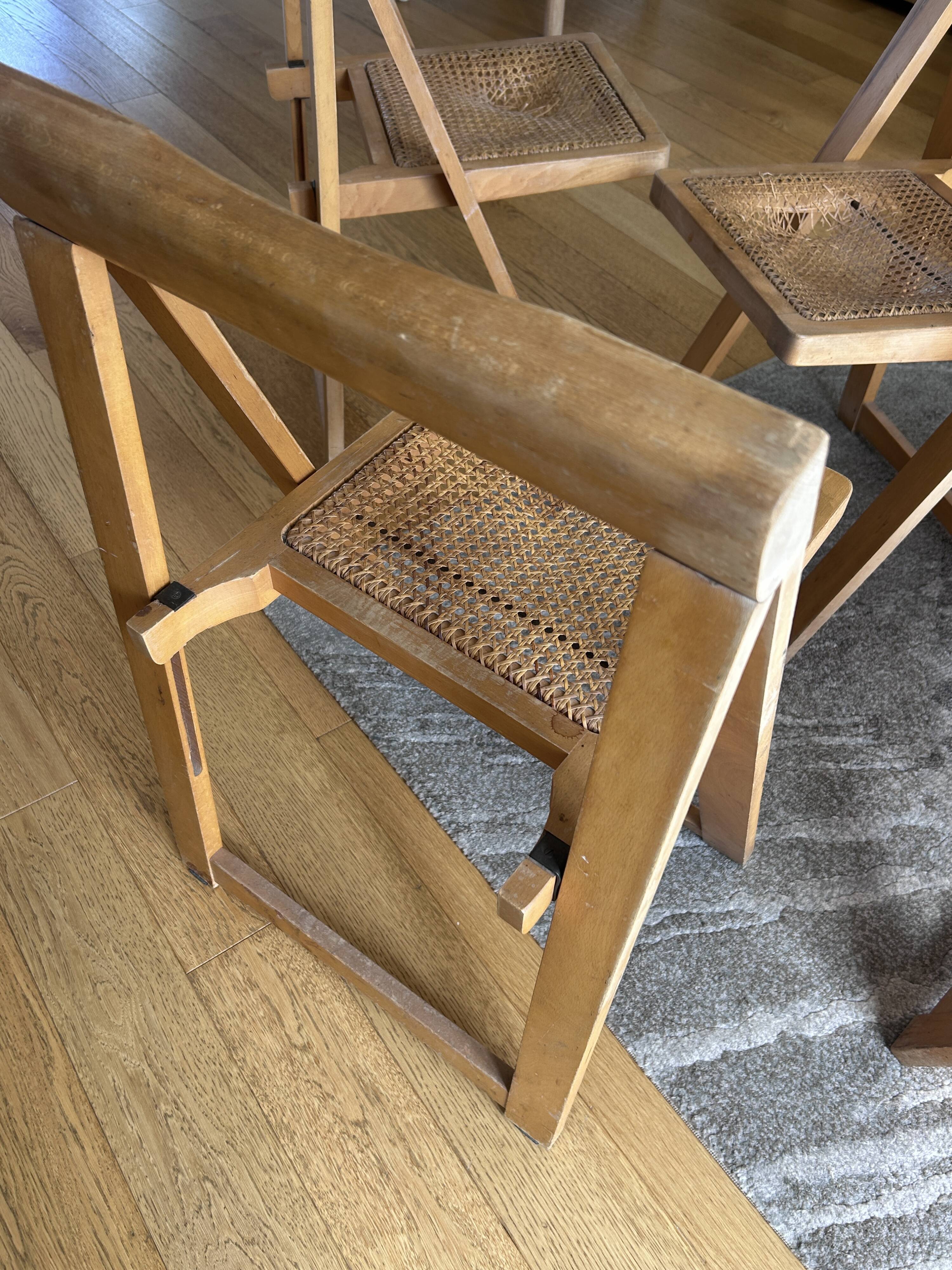 Chaise pliante bois et cannage Jacober