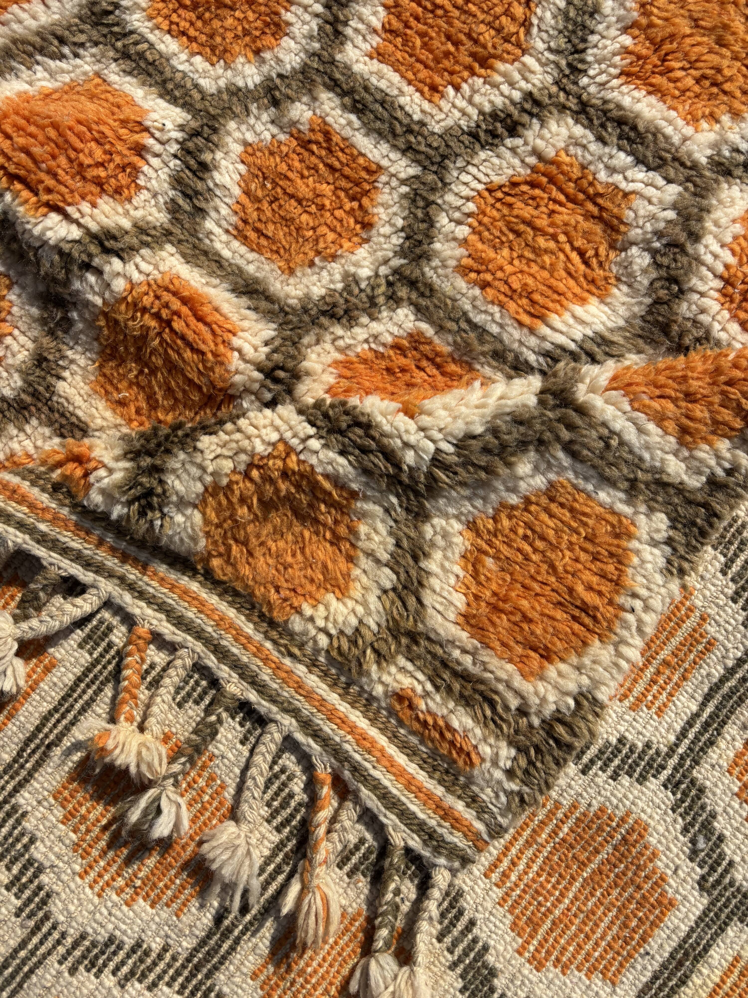 Moroccan Berber rug in orange wool