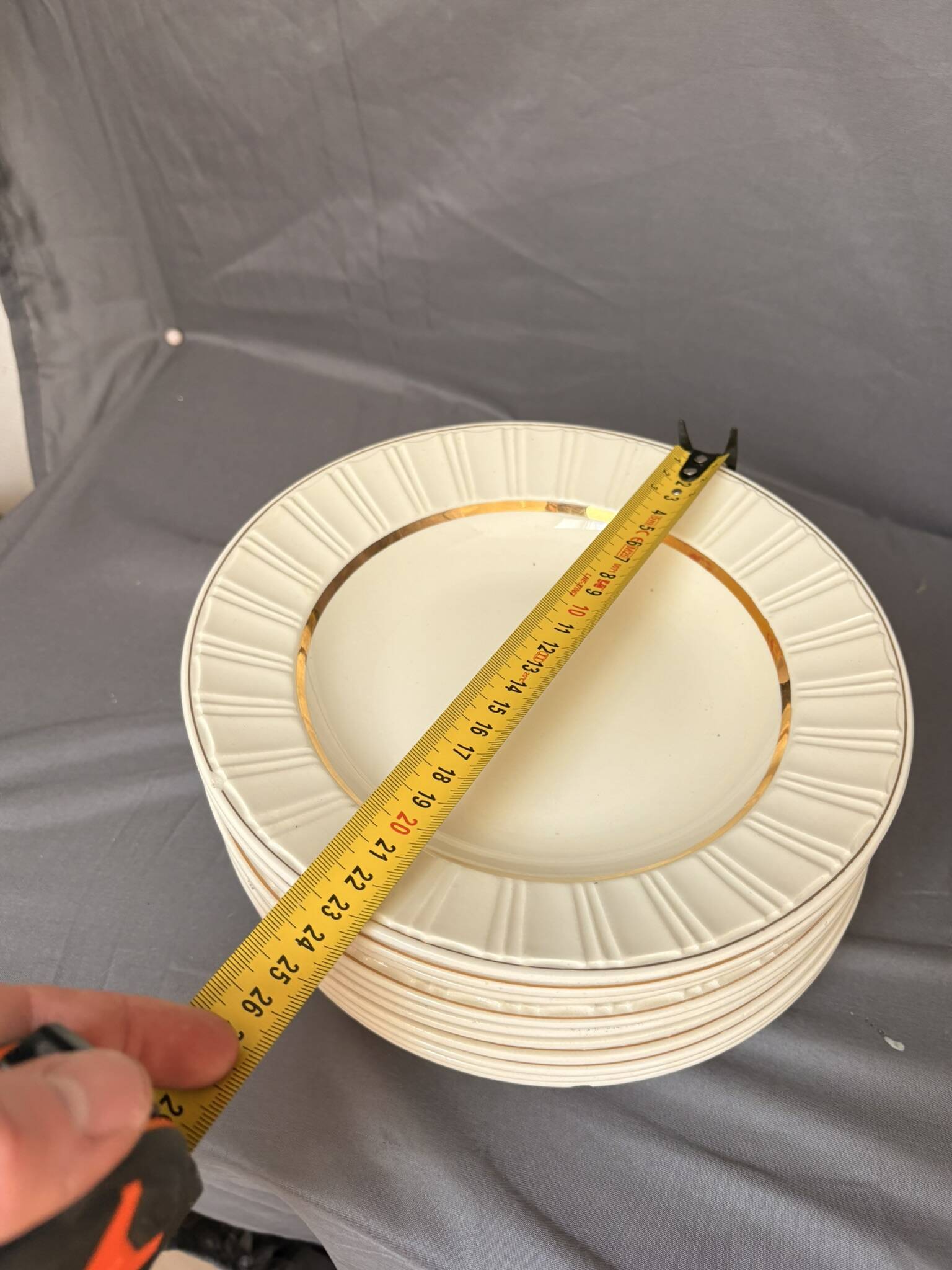 Ancien 10x Assiette Creuse Villeroy Boch Beige Doré Mettlach France Saar Ec