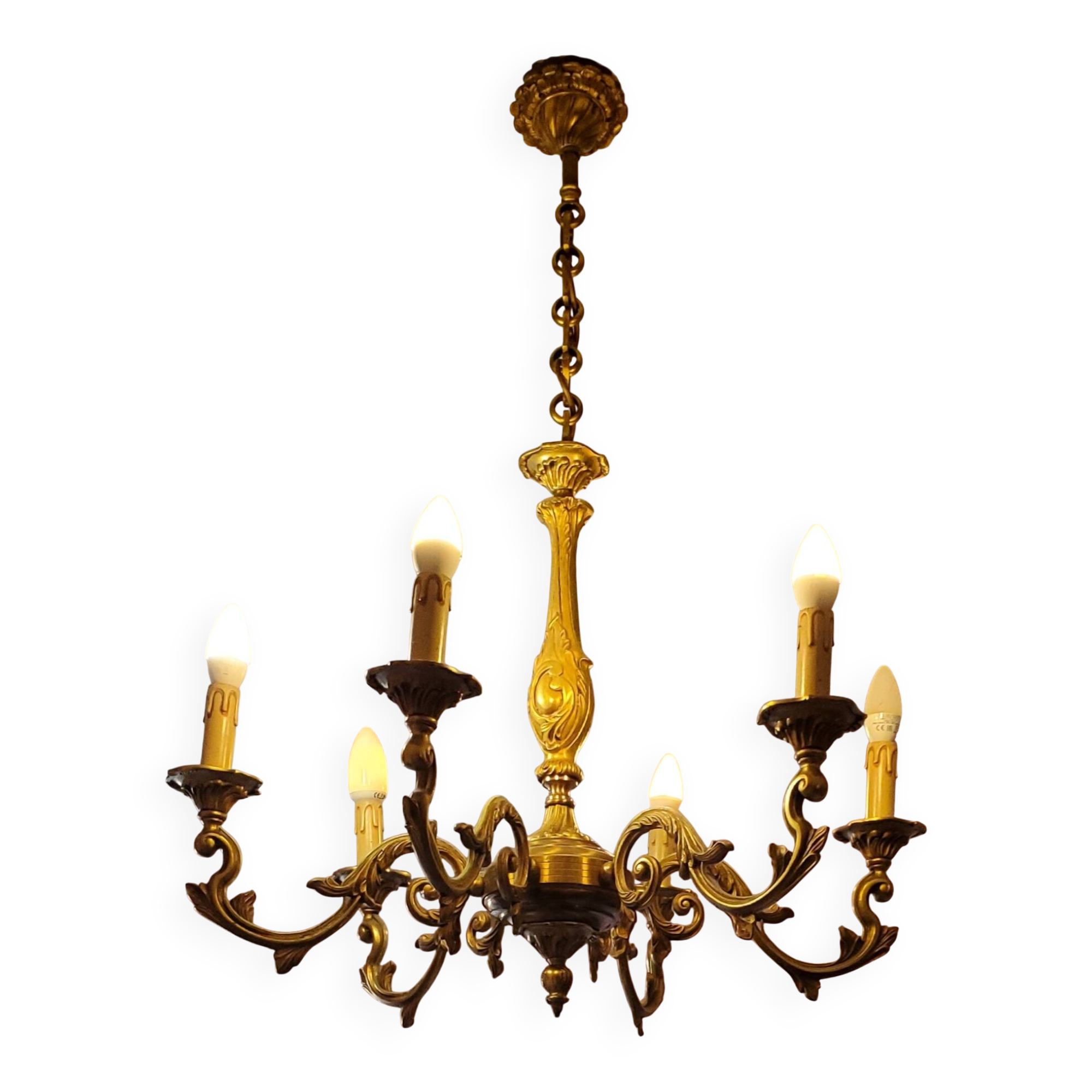 Lustre baroque en laiton massif