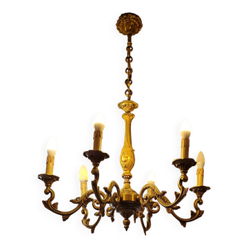 Baroque chandelier in solid brass