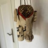 Éléphant bois ancien marionnette