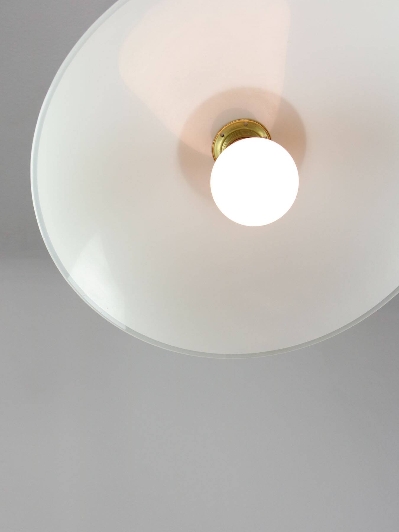 Mid-Century Italian Saucer Glass and Brass Pendant Lamp