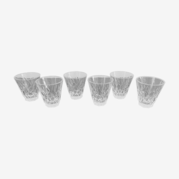 6 glasses of port/white wine in vintage Schell chiseled crystal