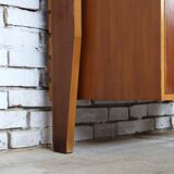 1950s Italian mid-century teak floor-to-ceiling wall unit