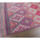 Vintage pink diamond Turkish hand-knotted runner rug 96x345