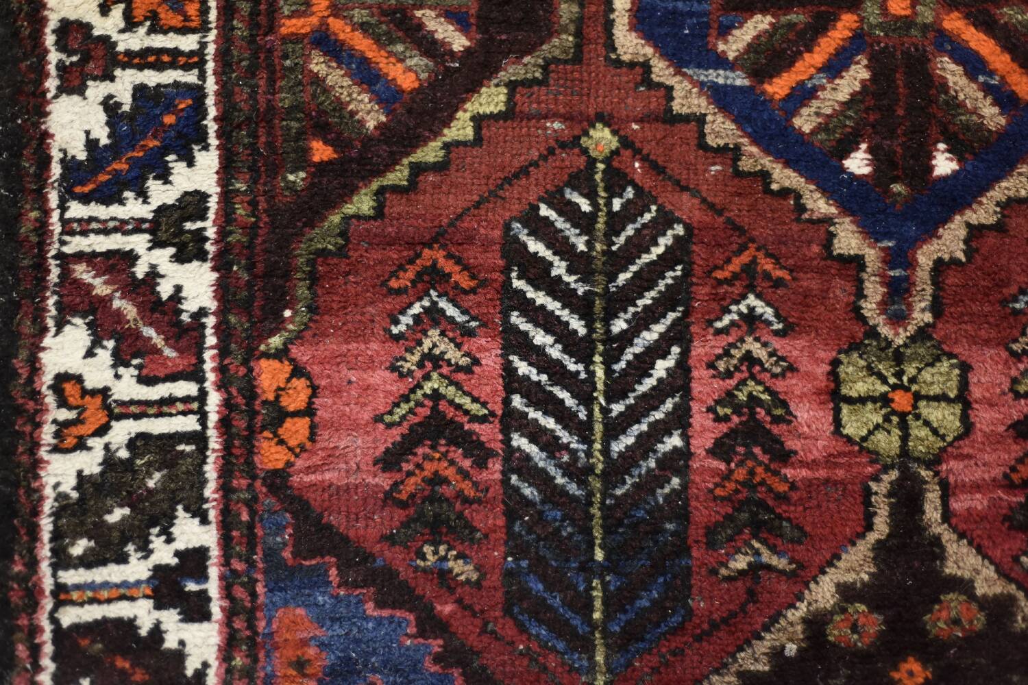 Vintage handwoven Hamadan oriental rug, Middle East, 1960s.