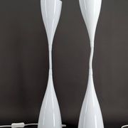Pair of Vintage Design Lamps in White Enameled Sheet Metal, circa 1970