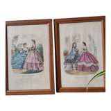 Set of 2 engravings framed