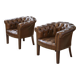 Pair of upholstered leather Club armchairs