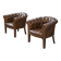 Pair of upholstered leather Club armchairs