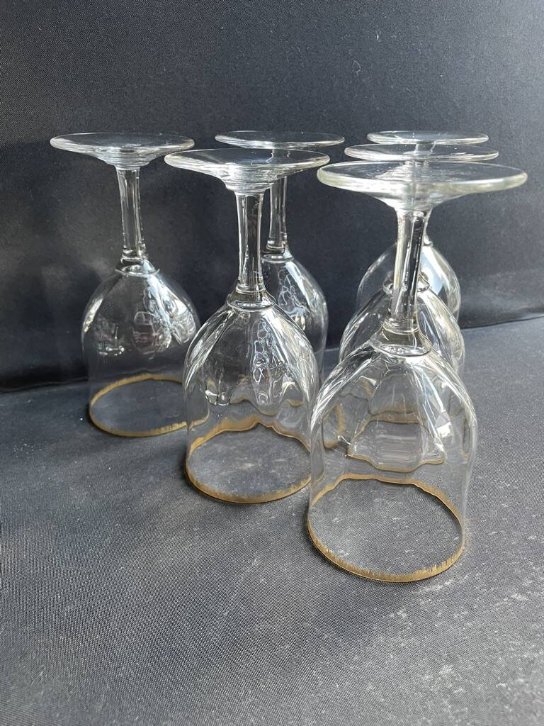 6 Daum water glasses with gold putoises