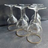 6 Verres à eau Daum putoisés or