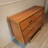 Vintage 1950 oak chest of drawers with pyramidal drawers