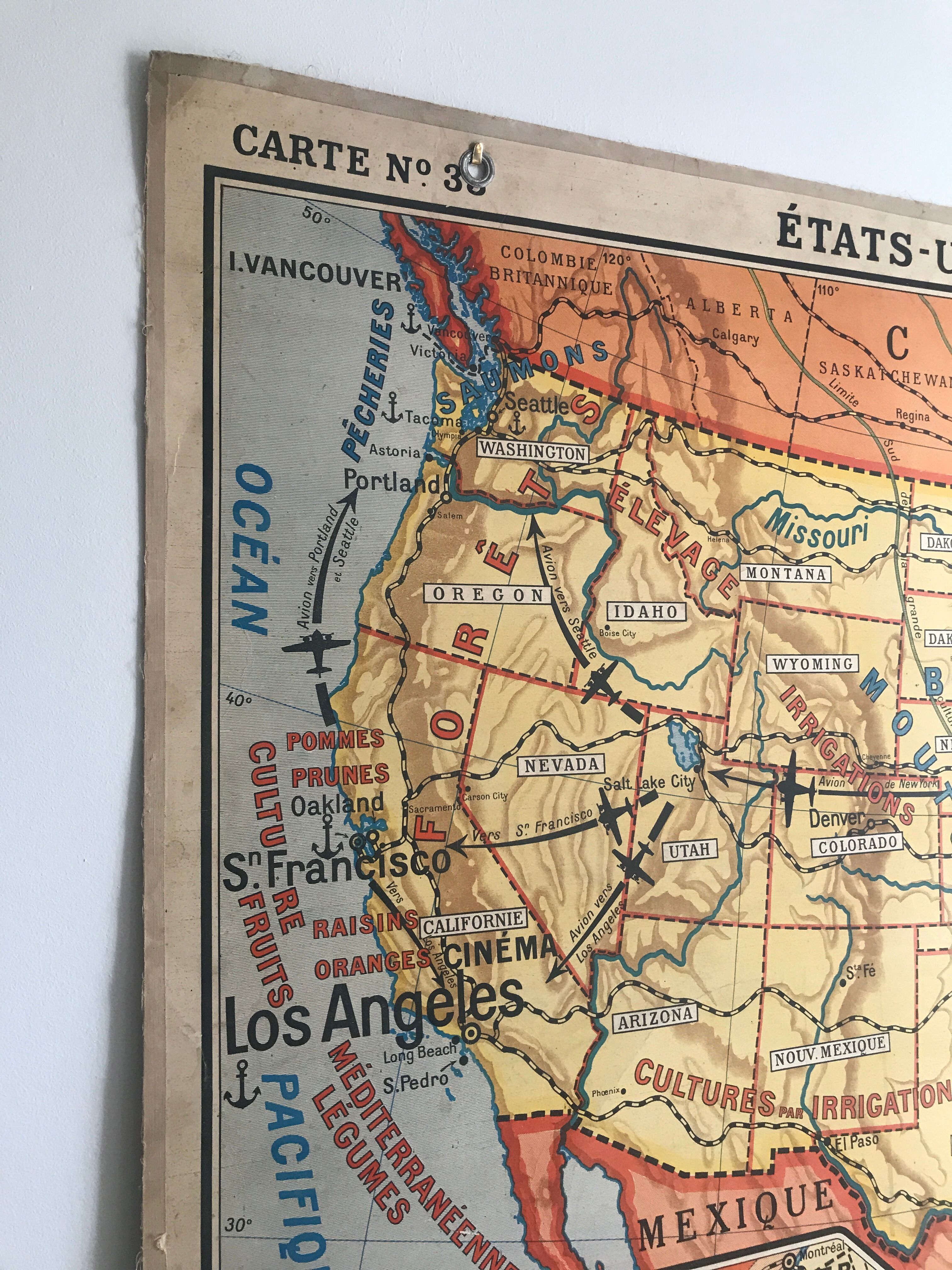 Vintage school map United States N°33 Editions Hatier by M.Peyre