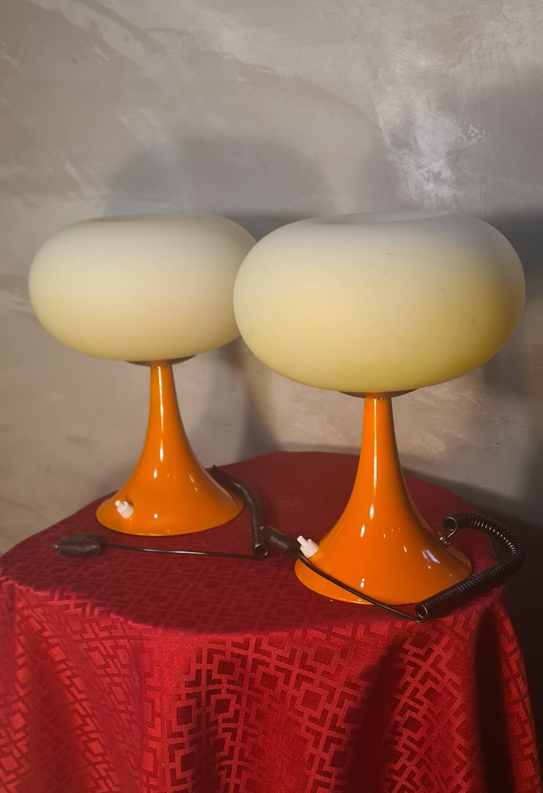 Pair of Prisma Mushroom Table Lamps 1975 to 80, Ufo A Space 30x22