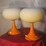 Pair of Prisma Mushroom Table Lamps 1975 to 80, Ufo A Space 30x22