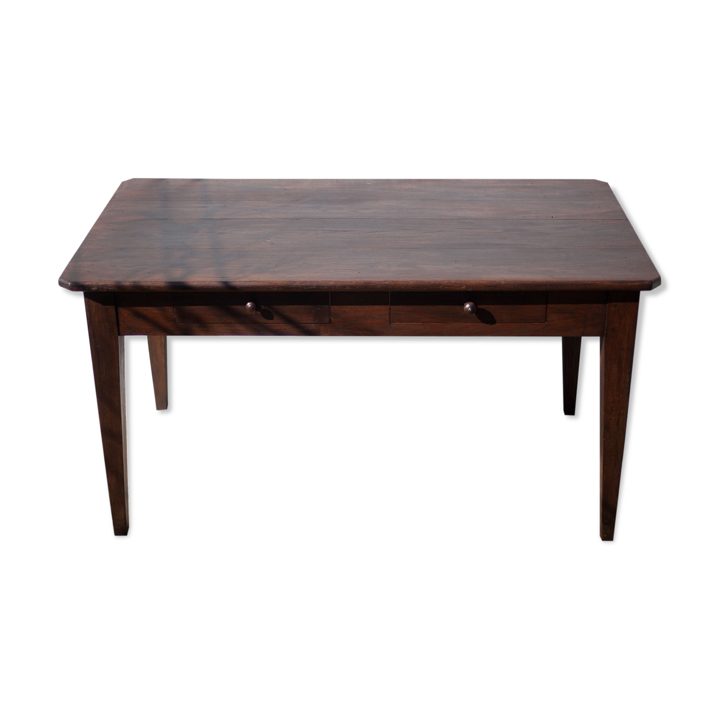 Farm table pear wood, old wood table, table 2 drawers, kitchen, countryside, chalet