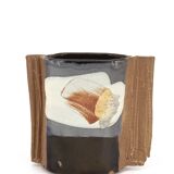 Japanese glazed stoneware vase signed