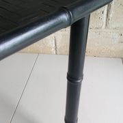 Black wood and bamboo side table