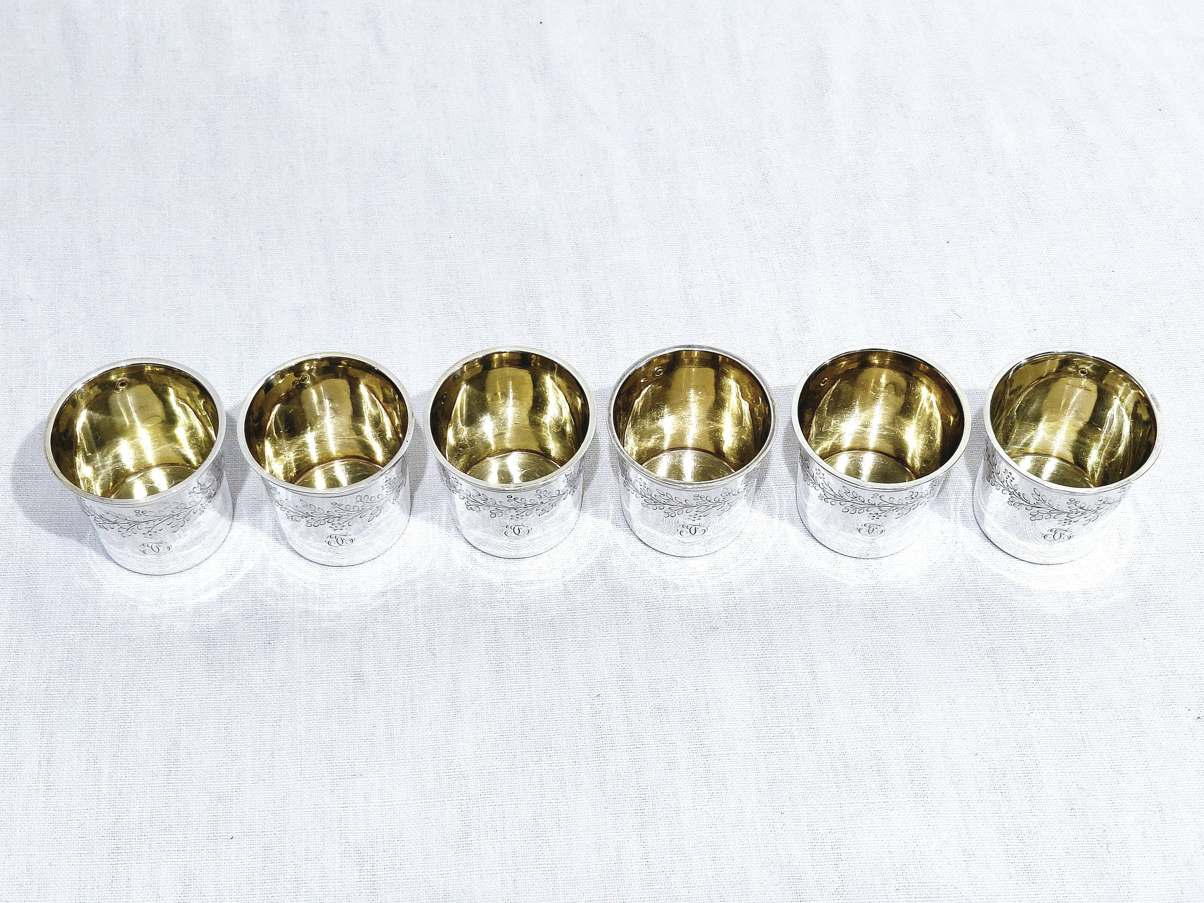 Hippolyte Fournerot - 6 Silver Liqueur Glasses