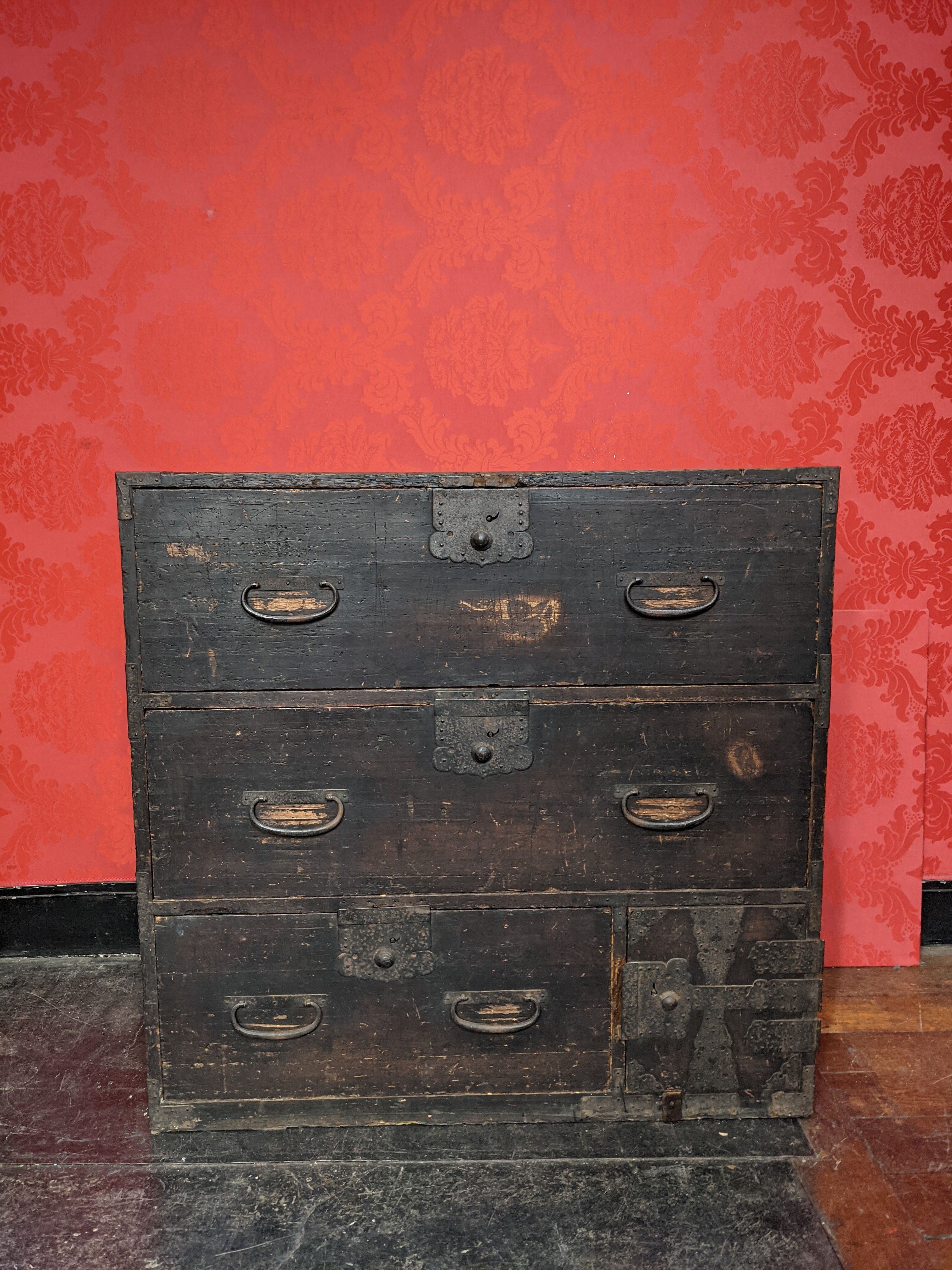 Tansu linen chest of drawers, japan, wabi sabi style, early nineteenth