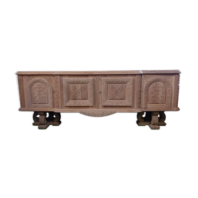 Immense buffet en enfilade 1957 noyer massif naturel