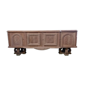 Immense buffet en enfilade 1957 noyer massif naturel
