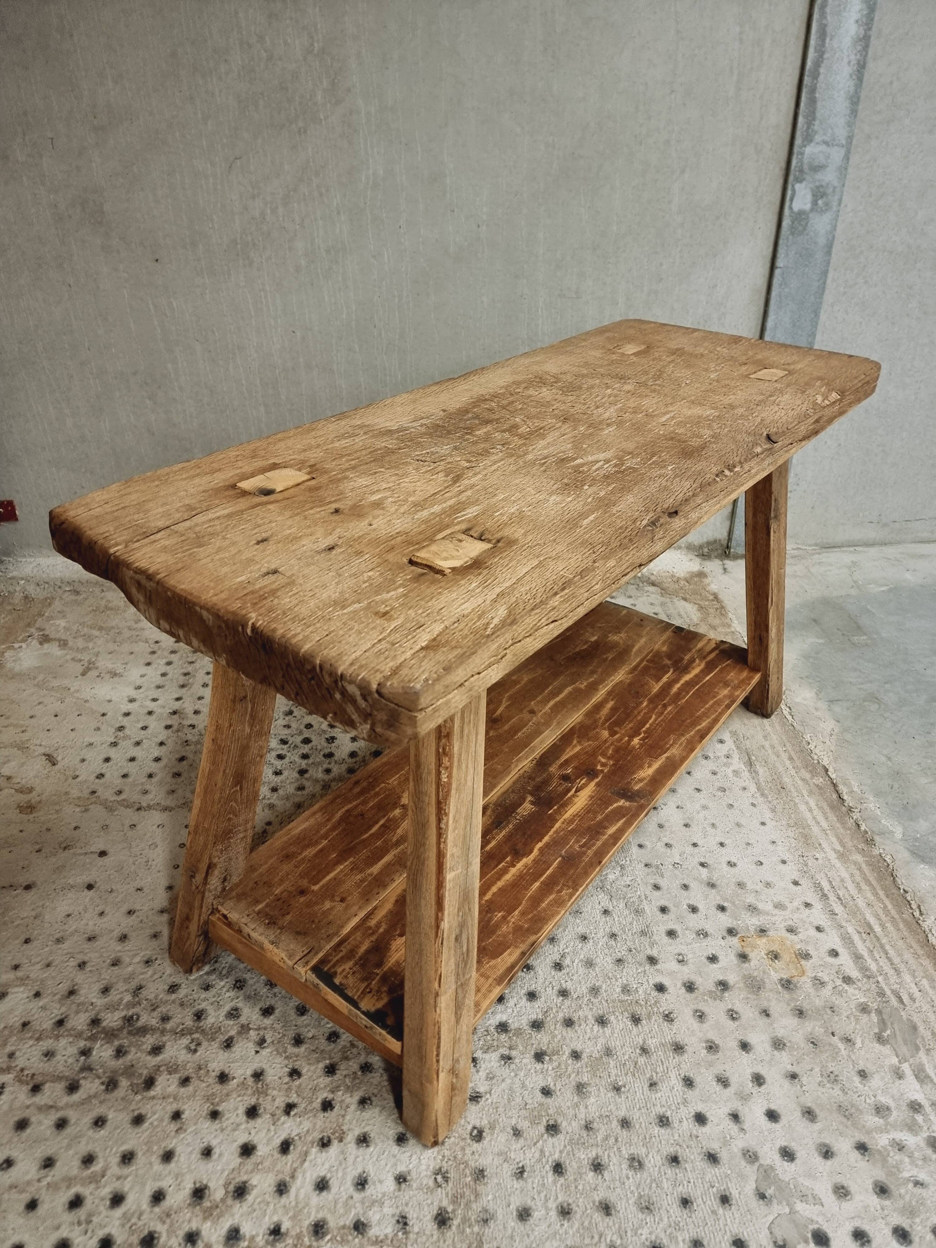 Old workbench work table bathroom furniture side table 55 x 137 cm