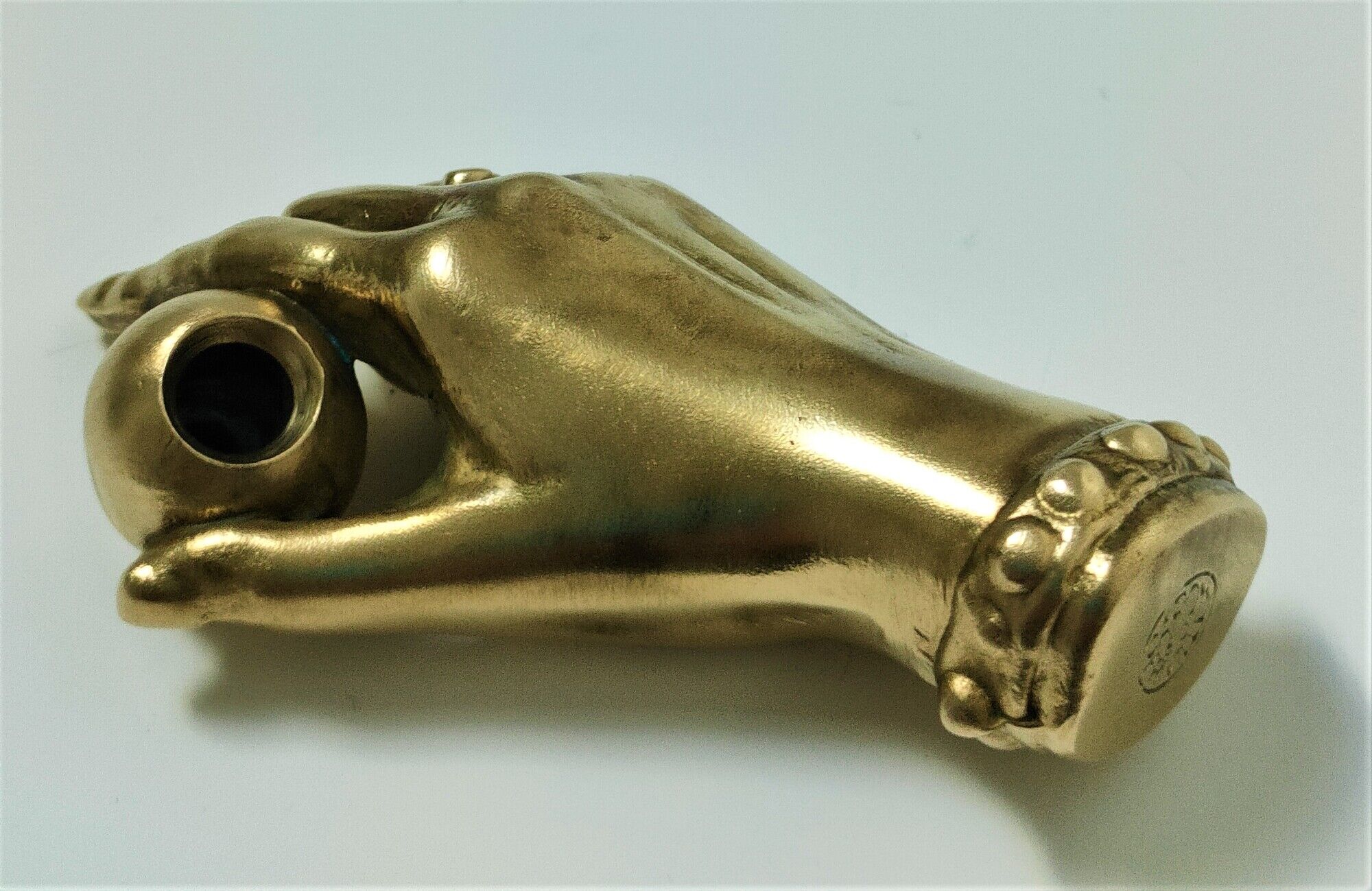 hand bronze art paperweight pen holder early XXth