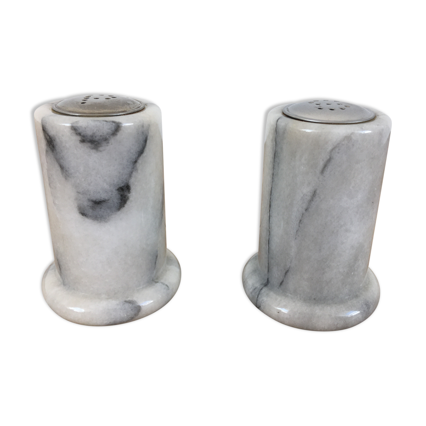 Marble pepper salt shaker duo