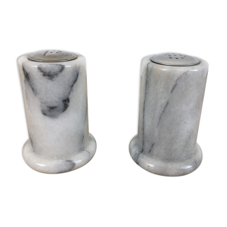 Marble pepper salt shaker duo