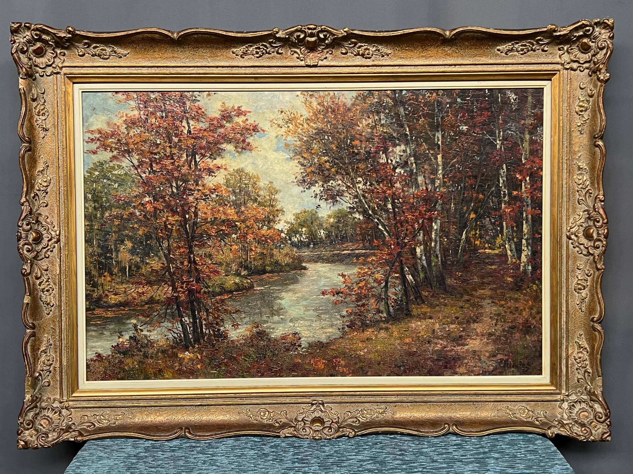M. van Eys “River landscape”. Oil on canvas.